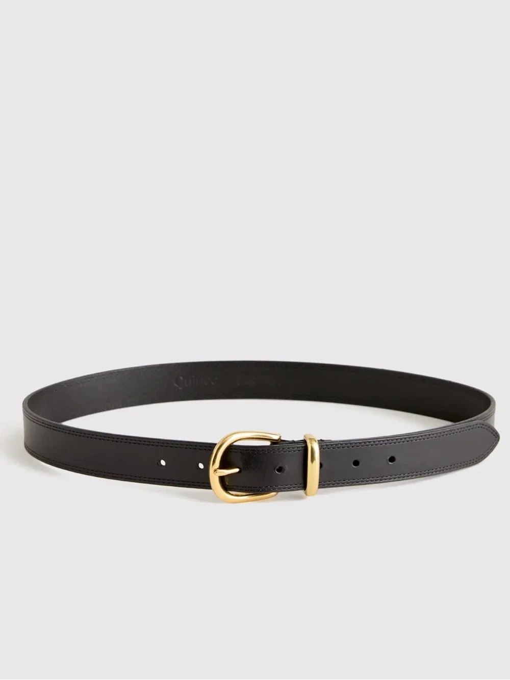 Quince Allegra European Leather Belt Black Gold Buckle French Nappa Size L